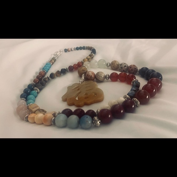 108 Bead MALA Prayer Necklace Gemstone Handmade - Picture 1 of 16